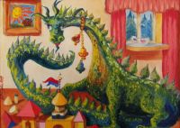 Dragon - the Bell-Collector - oil on plate. Author: Beata Bigda
